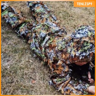 [tenlzsp9] Ghillie ชุดเสื้อแจ็กเก็ต กางเกงวู้ดแลนด์ น้ําหนักเบา ลายใบไม้ 3D สําหรับปาร์ตี้ฮาโลวีน กลางแจ้ง