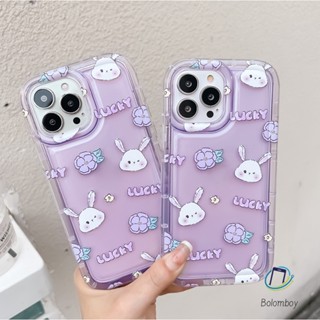 คู่เคสโทรศัพท์โปร่งใสสำหรับ Iphone 11 XR 7Plus 12 13 14 Pro Max 8 Plus X XS กระต่ายโชคดี ล้างเปลือกกันกระแทกแบบอ่อน