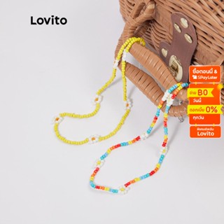 Lovito Boho สร้อยคอลูกปัดพลาสติก หลากสีสัน L233L229 (หลากสี / เหลือง)