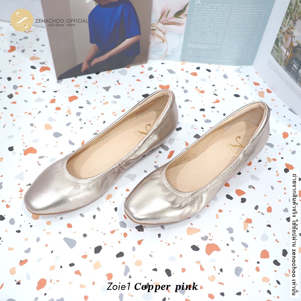 ทรงปกติ:เปลี่ยนไซส์ได้-ไม่รับคืน Zenachoo รุ่นขายดี Zoie1 ส้นเตารีดสูง 1นิ้ว รองเท้าหนังแกะแท้