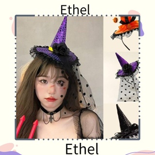 Ethel1 ที่คาดผม ประดับเลื่อม ลูกไม้ ลายการ์ตูนแม่มด ฮาโลวีน สําหรับตกแต่งปาร์ตี้