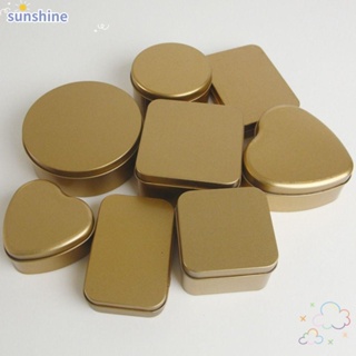 Ssunshine กระปุกอลูมิเนียม ทรงสี่เหลี่ยม แบบพกพา สีทอง สําหรับใส่เทียน ครีม บาล์ม 2 ชิ้น