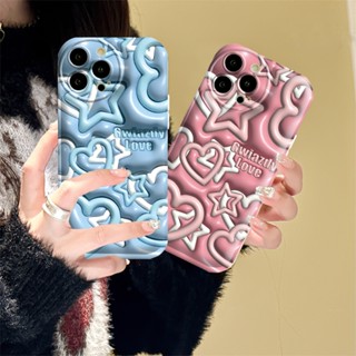 Hostr เคสโทรศัพท์มือถือ TPU ลายหัวใจสีฟ้า และสีชมพู สําหรับ Samsung A14 A04 A04S A13 A03 A03S A12 A52 A52S A21S A50 A50S A30S A20 A10S A10 A11 M11 J7Prime J7Pro J6Prime J6Plus