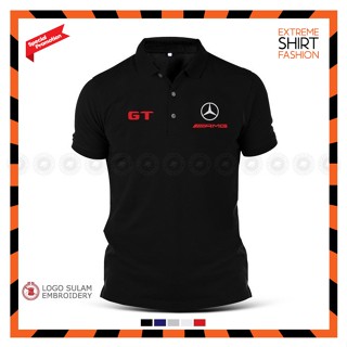 เสื้อยืดโปโล ผ้าฝ้าย พิมพ์ลายโลโก้ Mercedes Benz AMG GT SLS Grand Tourer Coupe R GLA45