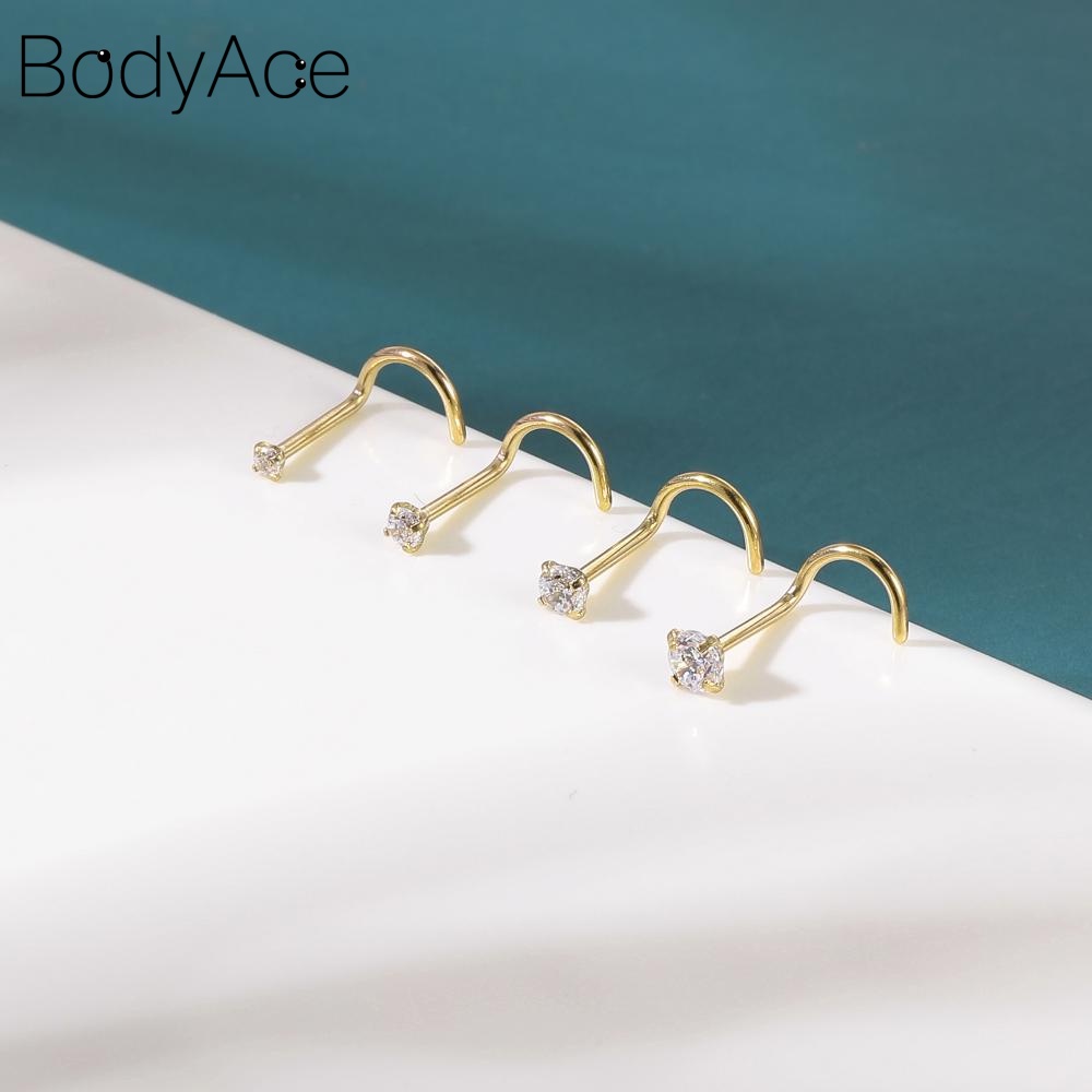 Bodyace จิวเจาะจมูก สเตนเลส คริสตัล เพทาย รูปตัว S 1.5 2 รูปที่ 6