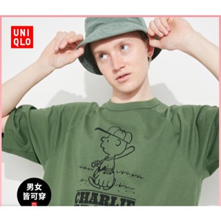 Uniqlo เสื้อยืดแขนสั้น พิมพ์ลาย Snoop PEANUTS แฟชั่นฤดูใบไม้ผลิ และฤดูร้อน สําหรับผู้ชาย และผู้หญิง