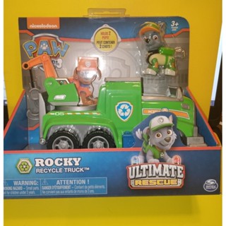 Paw Patrol Rocky รถบรรทุกรีไซเคิลกู้ภัยสุดยอดพร้อมฟิกเกอร์รถบรรทุกลากจูง
