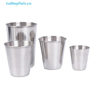 Tuilieyfish แก้วกาแฟ เบียร์ ชา สเตนเลส พร้อมเคส 4 ชิ้น