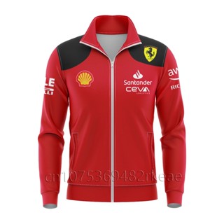 เสื้อแจ็กเก็ตแขนสั้น แต่งซิป พิมพ์ลาย Formula One F1 Ferrari Out of Team WINNOW สีแดง เหมาะกับใส่กลางแจ้ง สไตล์สปอร์ต สําหรับผู้ชาย