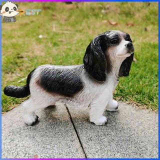 ❉ดีที่สุด❉ รูปปั้นเรซิ่น รูปสัตว์ Charles Spaniel กันฝน สําหรับตกแต่งบ้าน