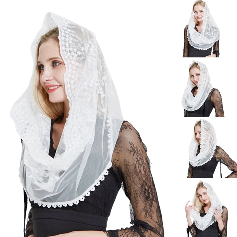 HAP Lace Latin Mass Mantilla Veil คาทอลิกโบสถ์ Veil Lace Headcovering Scarf