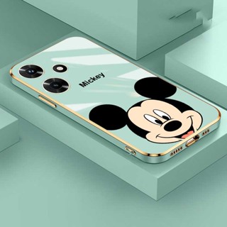 เคสโทรศัพท์มือถือ TPU แบบนิ่ม ลายมิกกี้ เมาส์ ขอบสี่เหลี่ยม หรูหรา สําหรับ Realme C53 C55 C30S C30