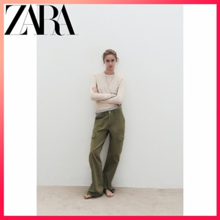 Zara ใหม่ TRF กางเกงคาร์โก้ ทรงตรง สําหรับผู้หญิง