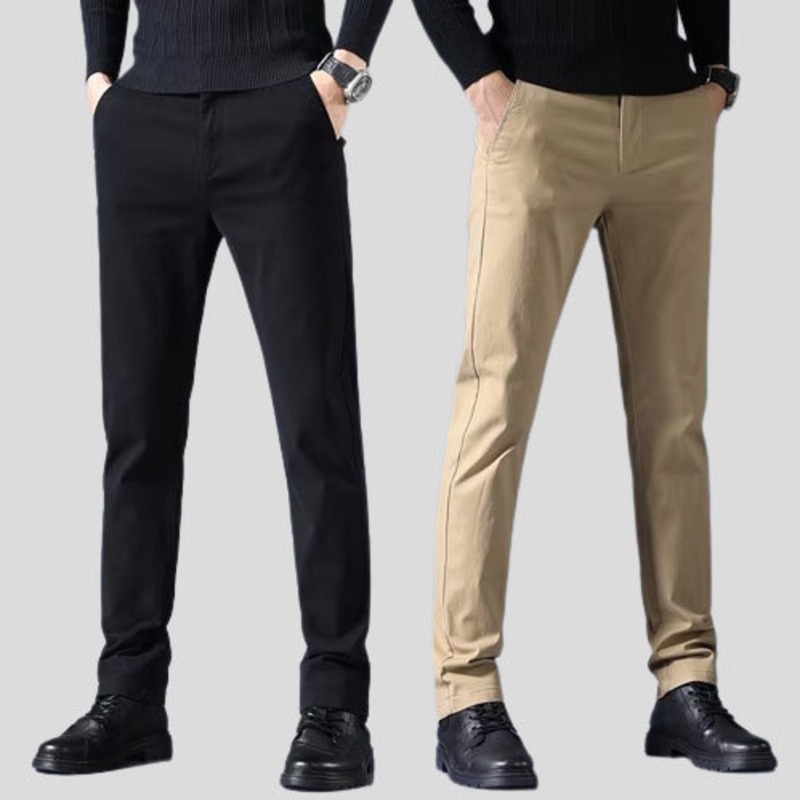 Seluar Slack Lelaki Skinny Khaki Straight Cut Slack Pants Men Cotton Plain All Match Plus Size Casua