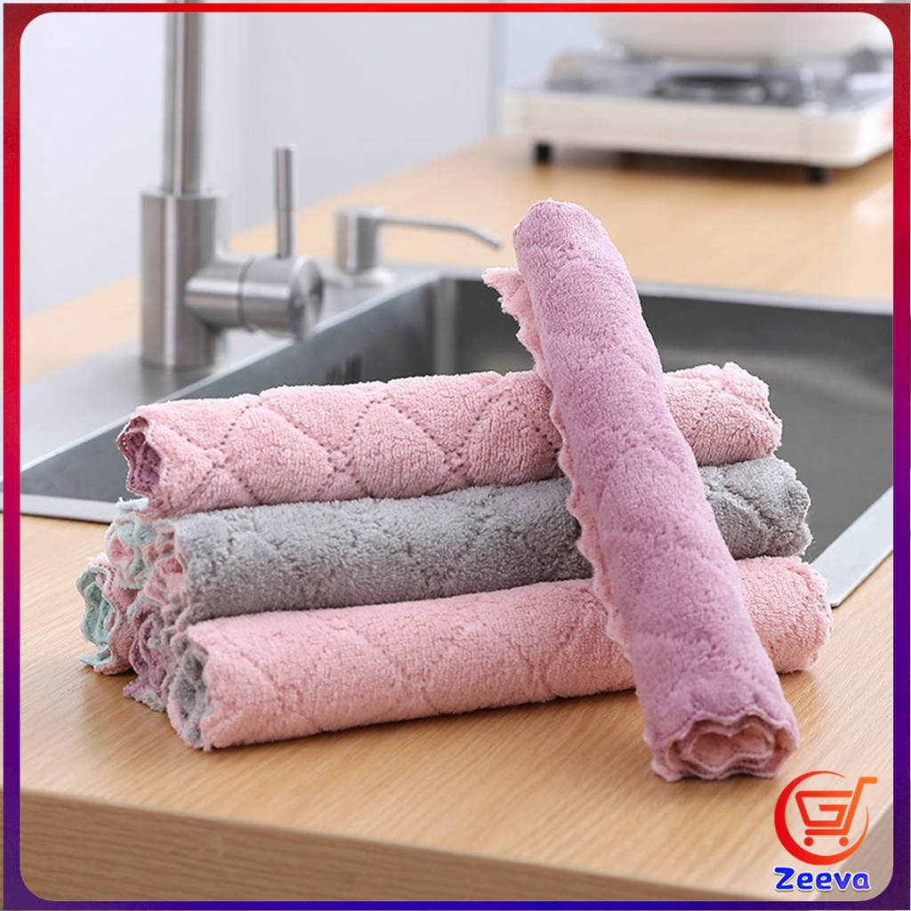 zeeva ผ้าอเนกประสงค์ ผ้าเช็ดจาน ผ้าไมโครไฟเบอร์ Clean Cloths