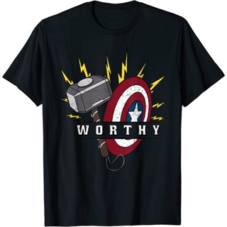 YJOเสื้อยืดผ้าฝ้ายพิมพ์ลายแฟชั่น เสื้อยืดแขนสั้น พิมพ์ลาย Marvel Avengers Endgame Captain America พรีเมี่ยม แฟชั่นสําหรั