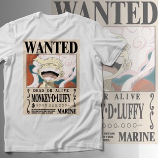 เสื้อยืดผ้าฝ้ายพิมพ์ลายKaos Baju อะนิเมะ ONE PIECE โปสเตอร์ต้องการ LUFFY TERBARU GEAR 5 SUN GOD NIKA tshirt bounty onepi