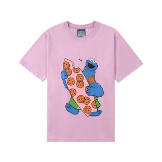 เสื้อยืดแขนสั้น พิมพ์ลาย Sesame Street Cookie Monster Stereo Vinyls สําหรับผู้ชาย