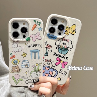 Huiwanju เคสโทรศัพท์มือถือ ซิลิโคนนิ่ม กันกระแทก ลายการ์ตูนกระต่ายกราฟฟิตี้ สําหรับ IP14promax IP13 12 11 14pro 13promax 13