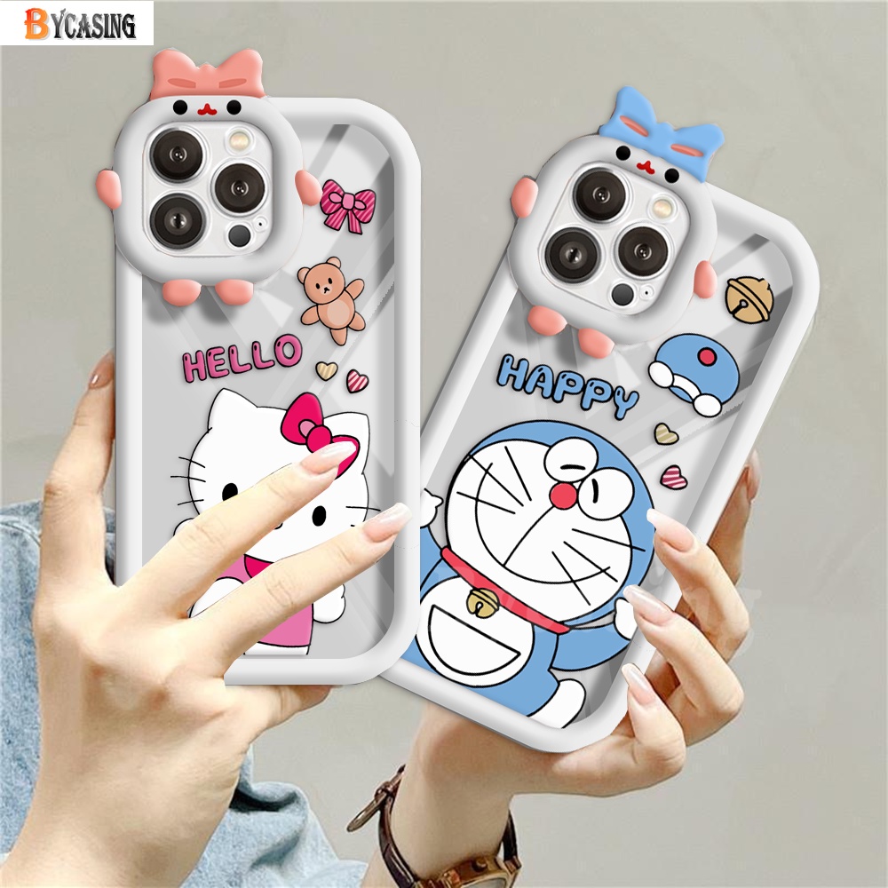 เคสโทรศัพท์มือถือ แบบใส ลายการ์ตูนคิตตี้ 3D สําหรับ Realme C55 C35 C33 C30 C31 C21Y C25Y Realme 10 9i 8i C12 C11 C20 C17 C15 C25 C3 5i 6i 7i 5 C2 Narzo 50A Prime