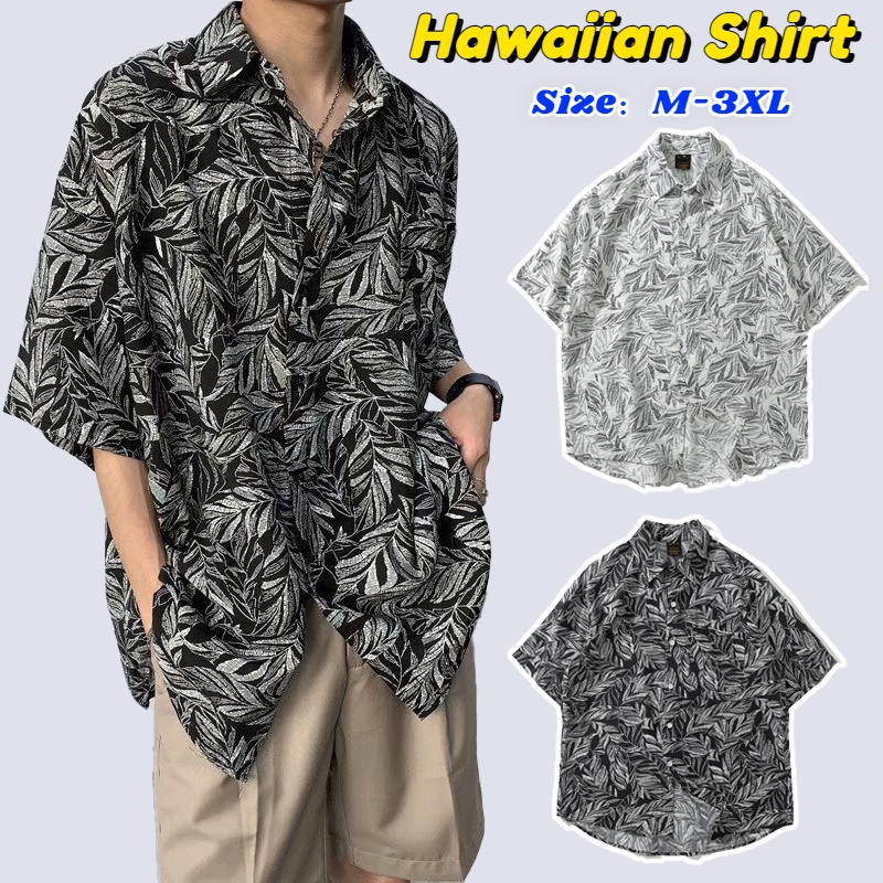 เสื้อเชิ้ตแขนสั้นลําลอง ทรงหลวม ลายดอกไม้ แฟชั่นฤดูร้อน สไตล์ฮาวาย สําหรับผู้ชาย