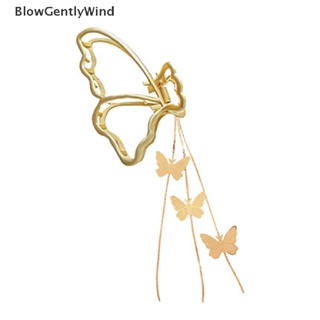 Blowgentlywind กิ๊บติดผมโลหะ รูปผีเสื้อ ประดับมุก แต่งพู่ สําหรับผู้หญิง BGW