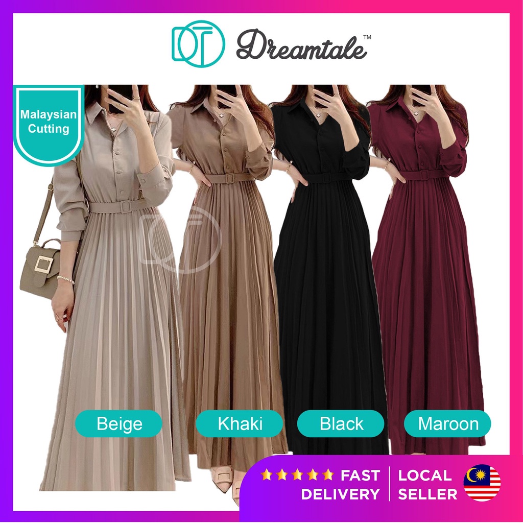 Dreamtale Lira Muslimah สวมใส่ชุดมุสลิมคอจีบชุดเข็มขัดเอว Abaya ชุด Baju Wanita WCO159