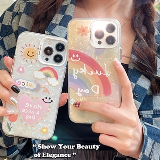 เคสโทรศัพท์มือถือ กันกระแทก กันรอยเลนส์กล้อง ลายกลิตเตอร์ สีรุ้ง สําหรับ IPhone 14 Pro Max 13 Pro Max 12 Pro Max