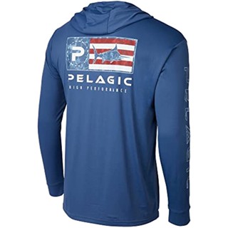 Pelagic Aquatek Icon เสื้อตกปลาผู้ชาย ป้องกันแสงแดด มีฮู้ด เสื้อประสิทธิภาพ เสื้อตกปลา ป้องกันแสงแดด UPF50+