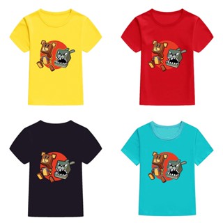 เสื้อยืดแขนสั้นลําลอง ทรงหลวม พิมพ์ลาย Mingyuan Super Bear Adventure สําหรับผู้ชาย และผู้หญิง