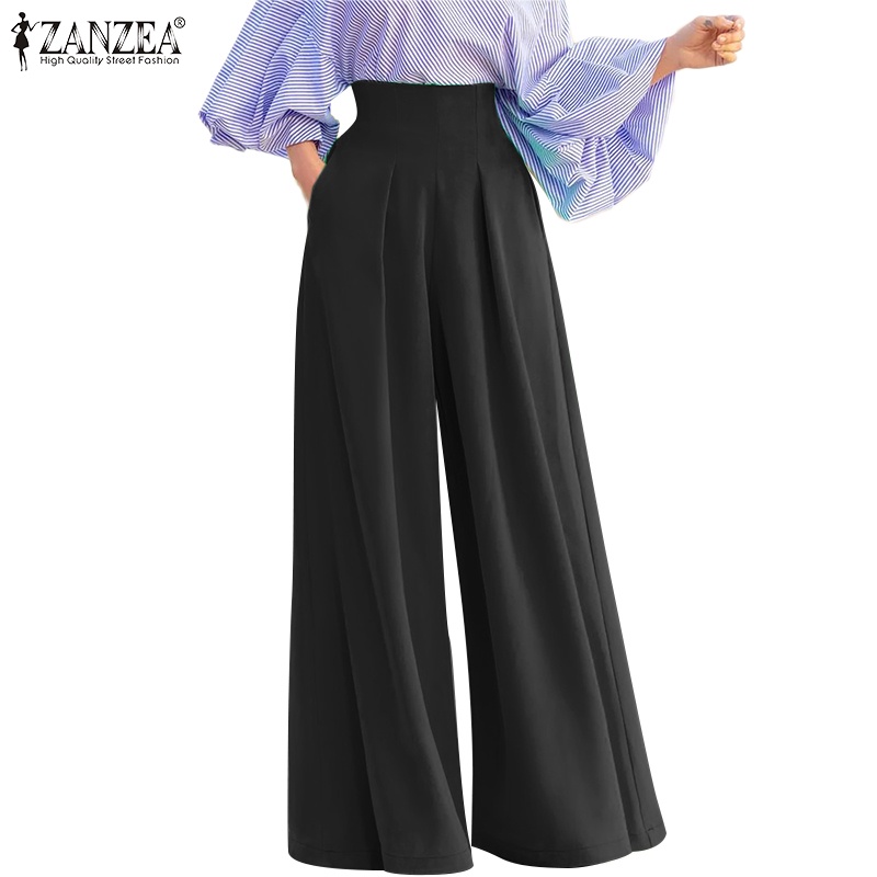 Pants 586 บาท Celmia ZANZEA กางเกงขากว้าง เอวสูง จีบรอบ ลําลอง ทรงหลวม พลัสไซซ์ สําหรับผู้หญิง Women Clothes