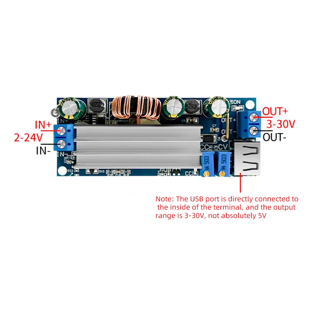 Pcbfun Dc 2-24v To 3-30v 4a 80w Boost ตัวแปลงพาวเวอร์ซัพพลาย สามารถปรับได้ W/usb