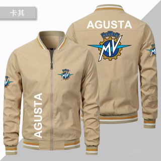 เสื้อแจ็กเก็ตลําลอง แบบบาง ขนาดใหญ่ ลายโลโก้รถจักรยานยนต์ Mv Agusta สําหรับผู้ชาย 2023