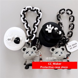 OPPO Enco Air3 Case Creative cartoon bear keychain charm OPPO Enco Air / Enco Buds2 / Enco Air2 Pro silicone soft case Cute bracelet tag OPPO Enco X2 / Enco Free3 / R Pro shockproof case protector OPPO Enco Air3 Cover