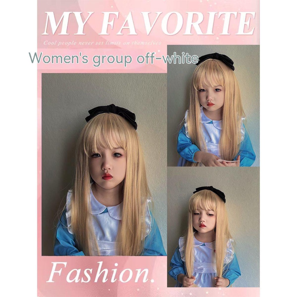 ผมปลอม ผมยาวตรง สีเบจ น่ารัก แบบสากล สําหรับเด็กผู้หญิง ราคา ถูกที่สุด ดีลบีเคเค แกลเลอรีภาพที่ 8
