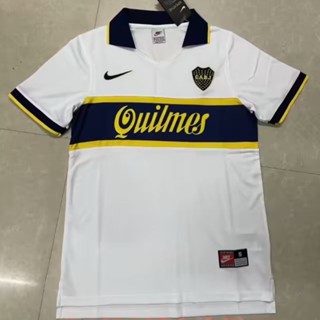 เสื้อกีฬาแขนสั้น ลายทีมชาติฟุตบอล Boca Away 97 98 AAA สไตล์วินเทจ แห้งเร็ว สําหรับผู้ชาย ไซซ์ S-XXL