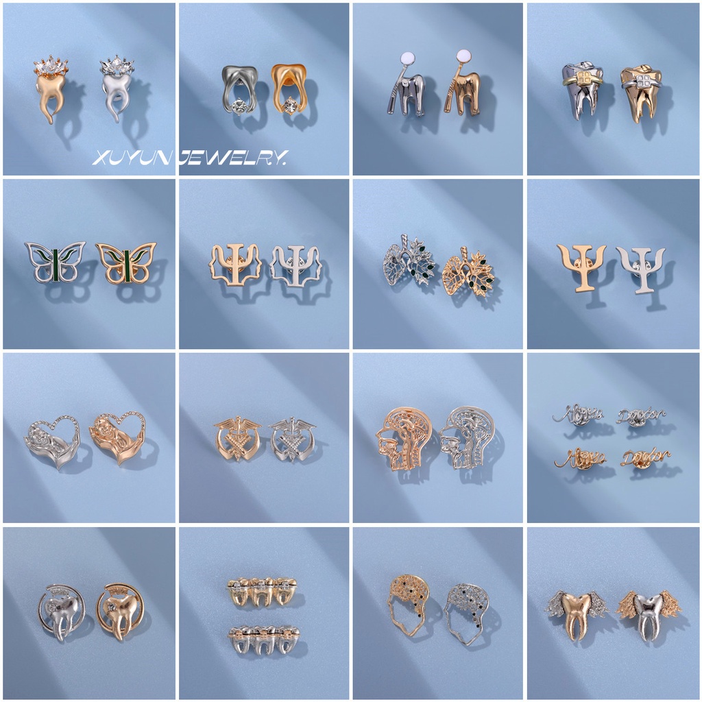 40 รูปแบบ สร้างสรรค์ ย้อนยุค ทอง เงิน ฟัน รูปร่าง ปก พิน สมอง หัวใจ โลหะผสม เข็มกลัด จิตวิทยา หมอ ทันตแพทย์ ป้าย เสื้อผ้า อุปกรณ์ส่งให้เพื่อน ของขวัญ ขายส่ง