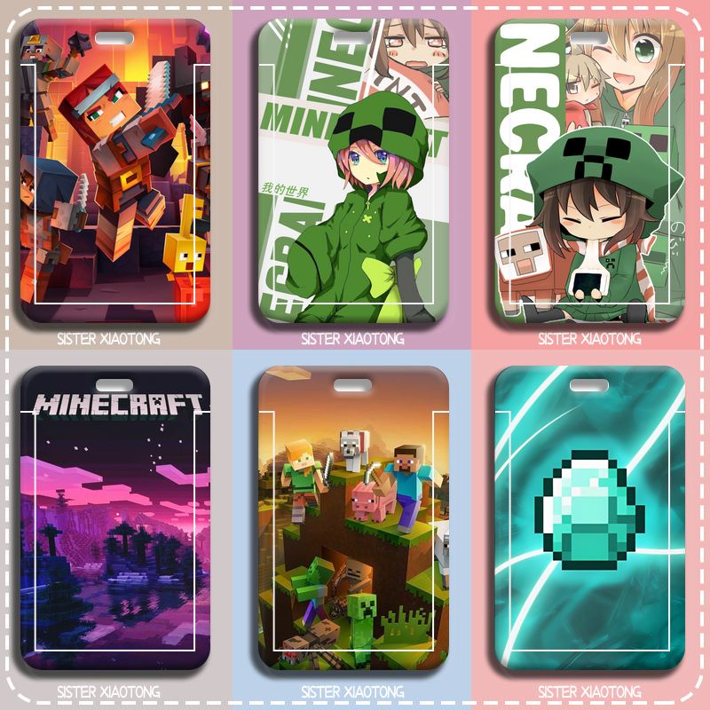 อะนิเมะการ์ตูน Minecraft MC DIY นักเรียน ID Card ส่วนบุคคล ID Card Name Card Holder