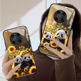 Dmy เคสโทรศัพท์มือถือกระจกนิรภัย ลายแพนด้าน่ารัก สําหรับ huawei mate 40 50 pro 30 20X 20 pro 10 9 P50 pro P30 lite nova 4e P40 P20 P10 plus