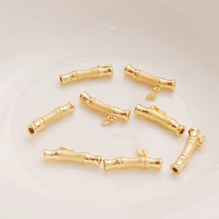 ไม้ไผ่เคลือบเงา 14k ขนาด 5 * 25 มม. รูด้านใน 2 มม. สําหรับทําเครื่องประดับ สร้อยคอ สร้อยข้อมือ diy