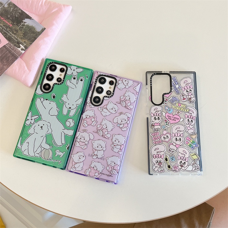 Casetify เคสโทรศัพท์มือถือ ซิลิโคนนิ่ม TPU ใส กันกระแทก ลายสุนัข แมว กระต่าย สําหรับ Samsung Galaxy S22 Plus S22Ultra S21Plus S21Ultra S20Plus S20Ultra S23 Ultra