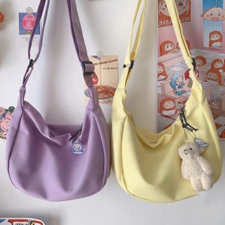 (HB-647) กระเป๋าสะพายข้างสไตล์เกาหลี ผ้าแคนวาส สีสวย น่ารัก