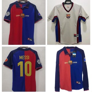 เสื้อกีฬาแขนสั้น ลายทีมชาติฟุตบอล Barcelona ครบรอบ 100 ปี ชุดเหย้า สไตล์เรโทร