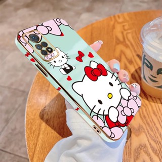 เคสโทรศัพท์มือถือ แบบนิ่ม ลายการ์ตูนคิตตี้ ขอบสี่เหลี่ยม หรูหรา สําหรับ Redmi Note 12 Pro 4G 5G Note 12 Pro+ Plus Note 12 Pro