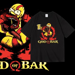 เสื้อ Simpson เสื้อผ้าแฟชั่น สกรีนลายสวยงาม เสื้อยืดสตรีท cotton God Of War ใส่ได้ทั้งชายหญิง แขนสั้นคอกลม พร้อมส่ง