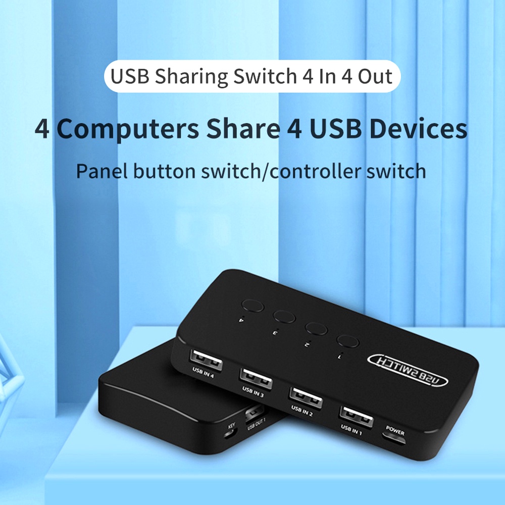 อะแดปเตอร์ฮับควบคุม USB KVM USB2.0 4 อินพุต 4 เอาท์พุต สําหรับแล็ปท็อป คอมพิวเตอร์ เครื่องพิมพ์ คีย์บอร์ด เมาส์ มอนิเตอร์
