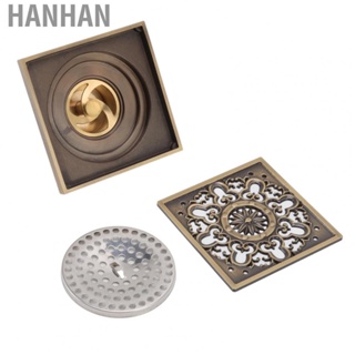 Hanhan Copper Floor Drain Squared Retro Large Flow Odor Proof Shower Drain for Bathroom C