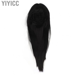 Yiyicc Blunt Bangs Wig  Natural and Soft Women Black Fake Hair 65CM Long Glossy Finish  for Everyday Wear