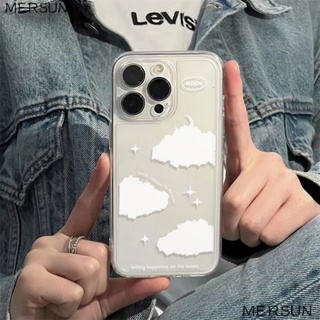 ✅เคสโทรศัพท์มือถือ แบบนิ่ม กันกระแทก ลายก้อนเมฆ สีขาว สําหรับ Iphone 12max 13 Plus 11 14pro 6ins 78 Apple UDGA