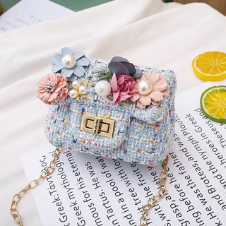 ( HB-276) กระเป๋า จิ๋ว สะพายข้าง ผ้าแคนวาส สายโซ่ ใบเล็กน่ารัก